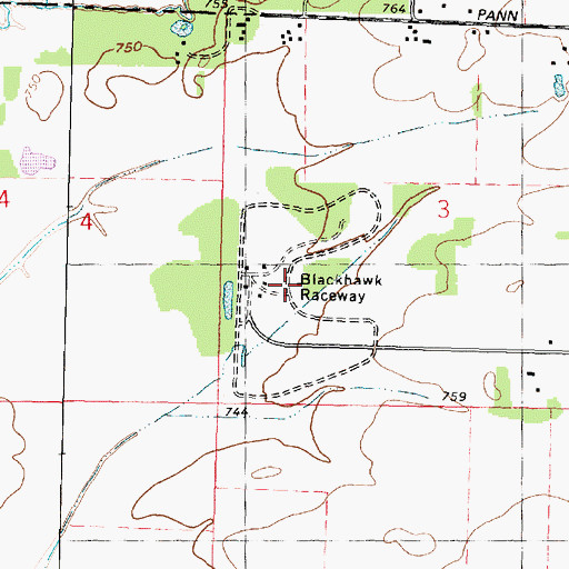Topographic Map of Blackhawk Raceway, IL