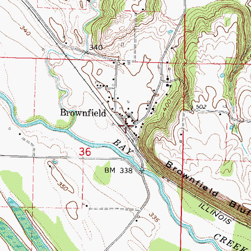 Topographic Map of Brownfield, IL