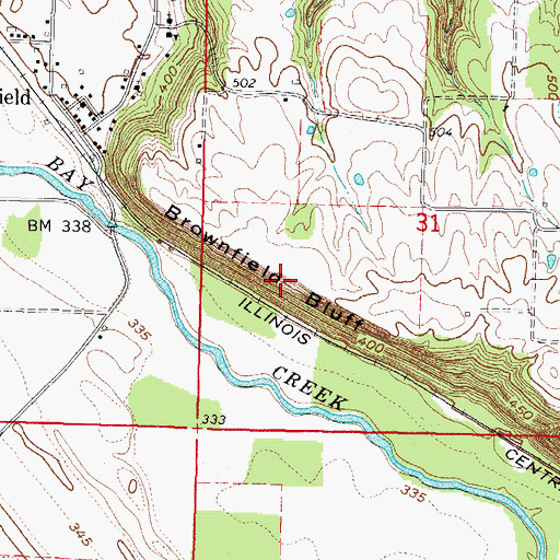Topographic Map of Brownfield Bluff, IL