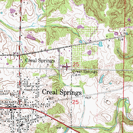 Topographic Map of Creal Springs Cemetery, IL