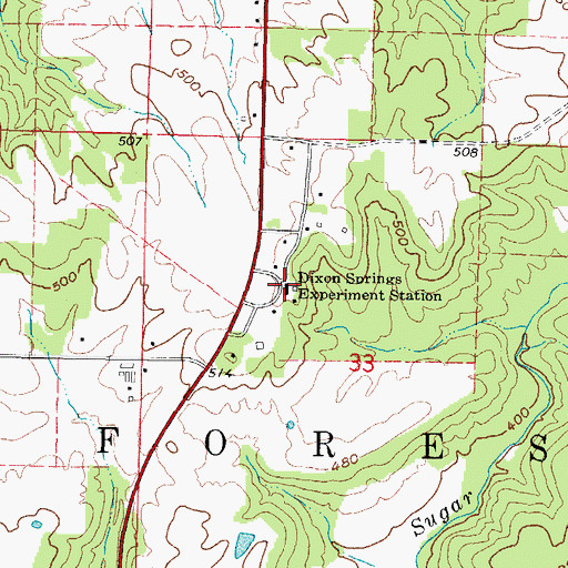 Topographic Map of Dixon Springs Experiment Station, IL
