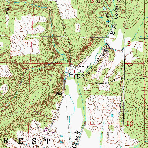 Topographic Map of East Branch Cedar Creek, IL