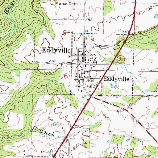 Topographic Map of Eddyville, IL