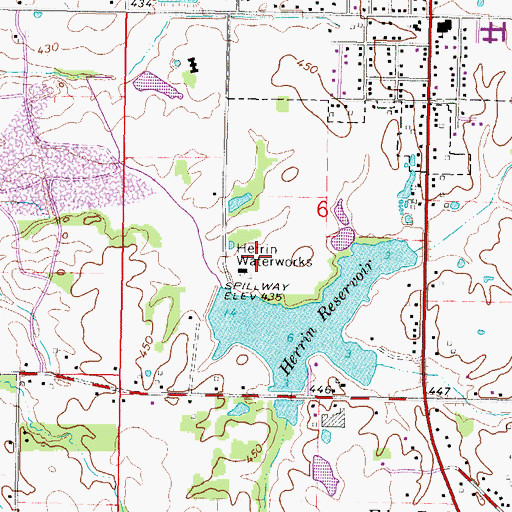 Topographic Map of Herrin Waterworks, IL