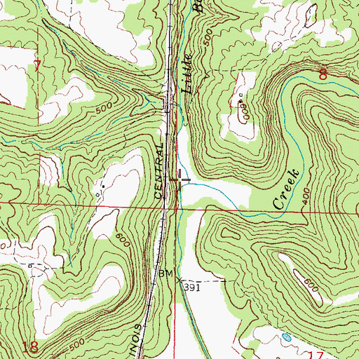Topographic Map of Little Bay Creek, IL