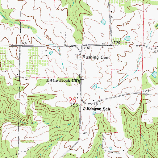 Topographic Map of Little Flock Church, IL