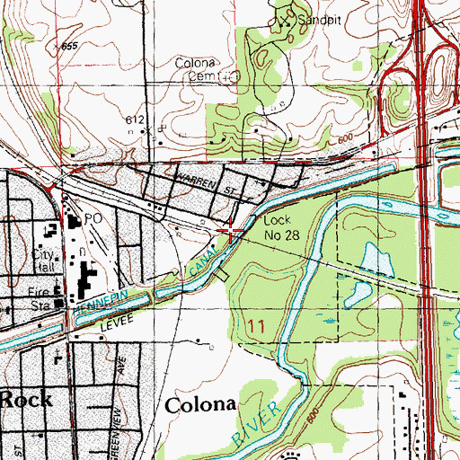 Topographic Map of Lock Number 28, IL