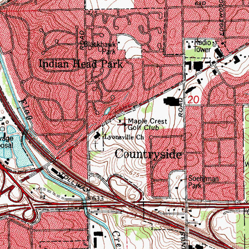 Topographic Map of Maple Crest Golf Club, IL
