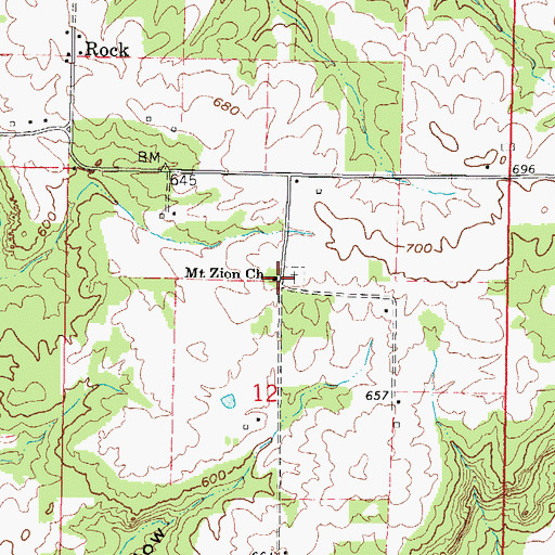 Topographic Map of Mount Zion Baptist Church, IL