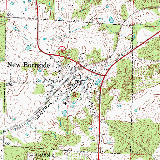 Topographic Map of New Burnside, IL