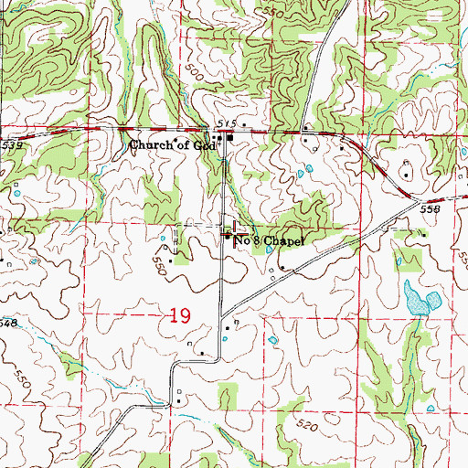 Topographic Map of Number 8 Chapel, IL