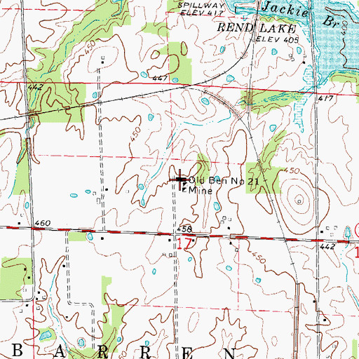 Topographic Map of Old Ben Number 21 Mine, IL