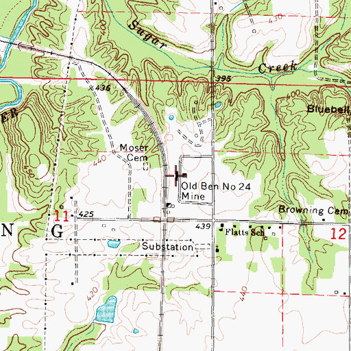 Topographic Map of Old Ben Number 24 Mine, IL