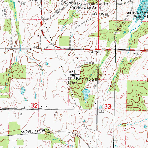Topographic Map of Old Ben Number 26 Mine, IL