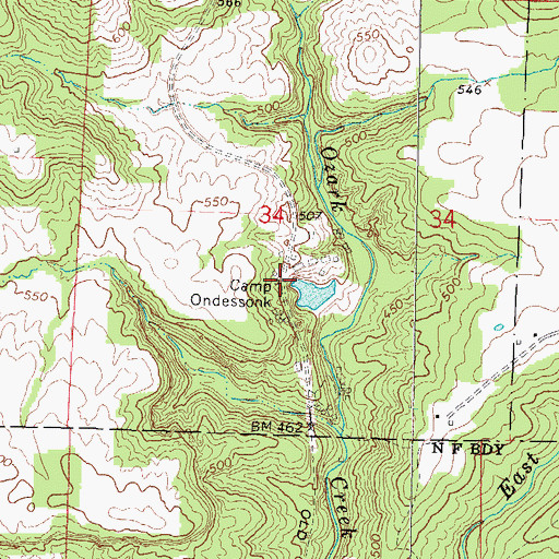 Topographic Map of Ondessonk Camp, IL