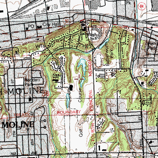 Topographic Map of Short Hills Country Club, IL