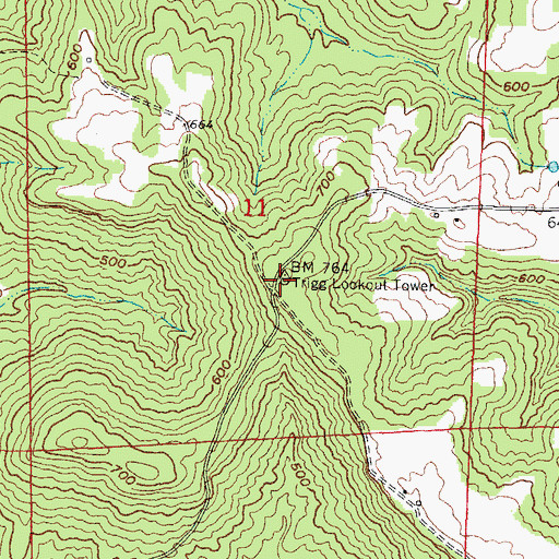 Topographic Map of Trigg Lookout Tower, IL