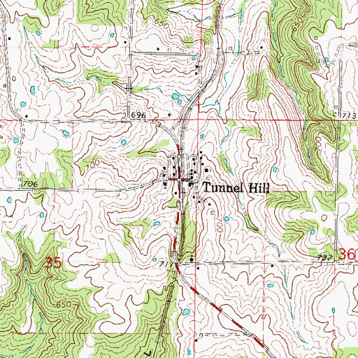 Topographic Map of Tunnel Hill, IL
