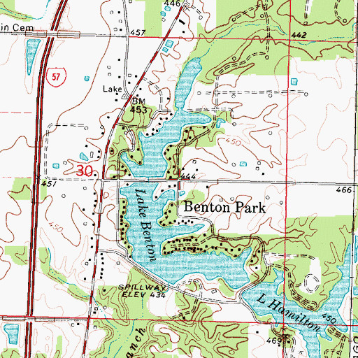Topographic Map of Benton Park, IL