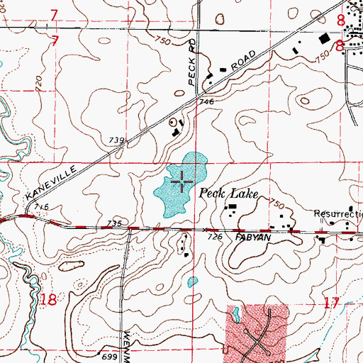 Topographic Map of Peck Lake, IL