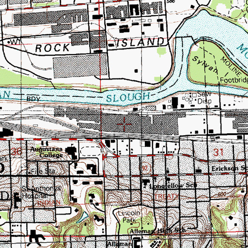 Topographic Map of Quad Citys Industrial Center, IL