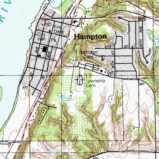 Topographic Map of Hampton Township Cemetery, IL