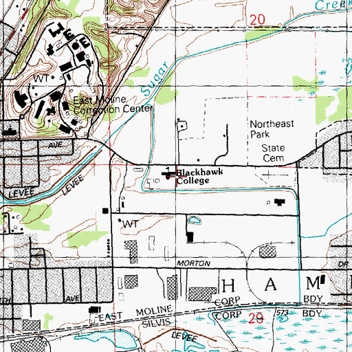Topographic Map of Black Hawk College, IL