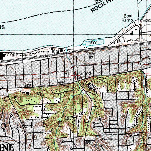 Topographic Map of East End Park, IL