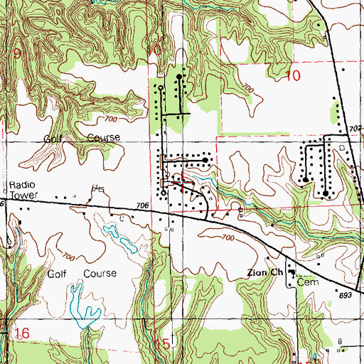 Topographic Map of Cedar Brook, IL