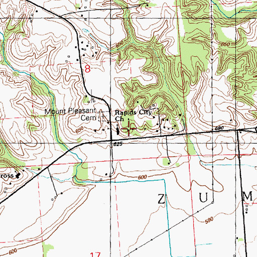 Topographic Map of Rapids City Christian Church, IL