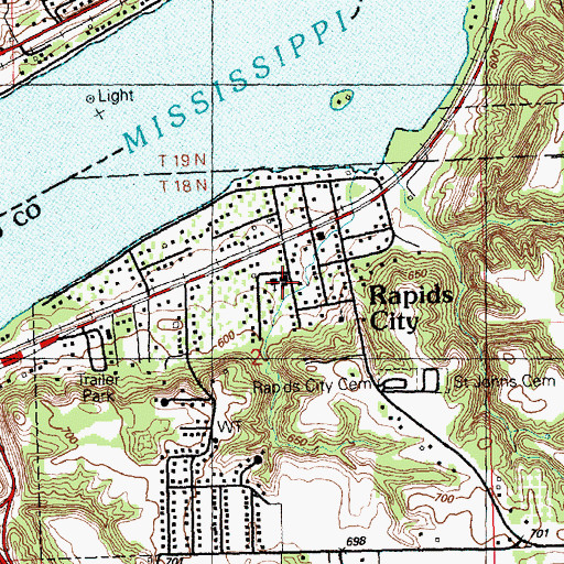 Topographic Map of Saint Johns Catholic Church, IL