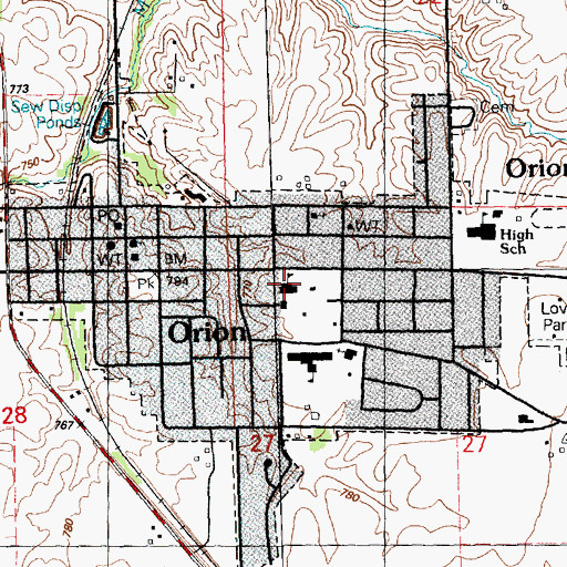 Topographic Map of Orion Middle School, IL