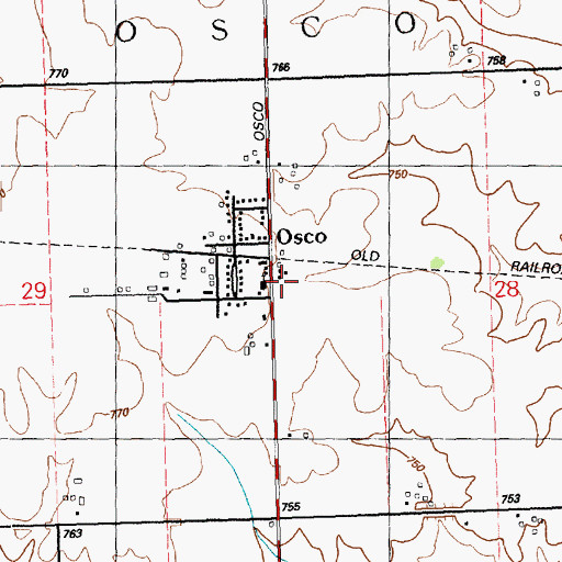 Topographic Map of Osco Community Church, IL