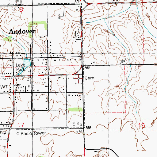 Topographic Map of Presbyterian Cemetery, IL