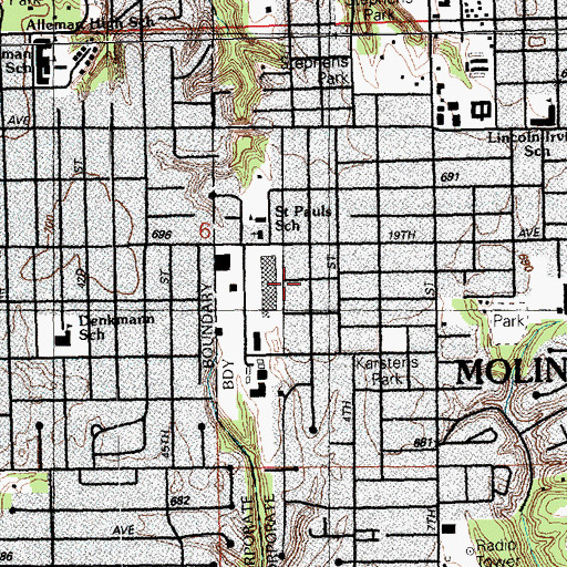 Topographic Map of City Line Plaza, IL