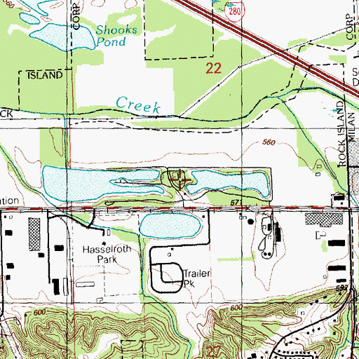 Topographic Map of Green Lakes Campground, IL
