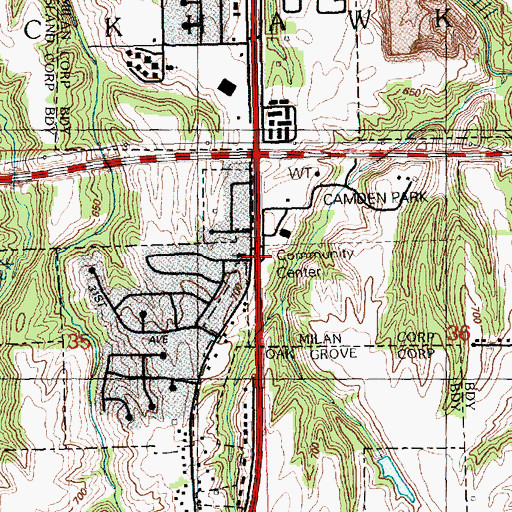 Topographic Map of Oak Ridge Bible Chapel, IL