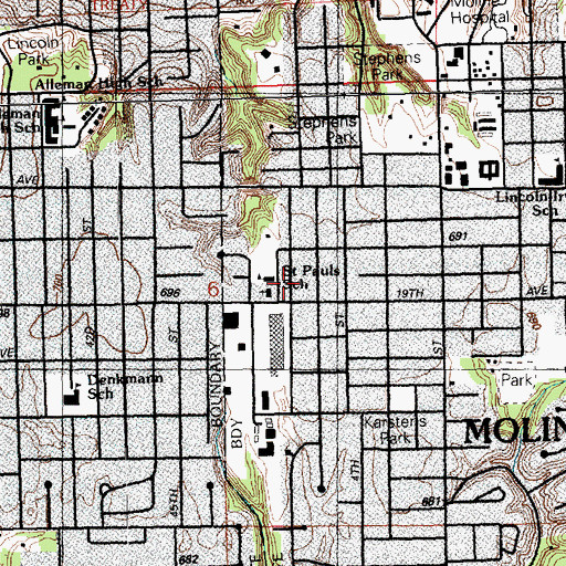 Topographic Map of Saint Pauls Lutheran School, IL