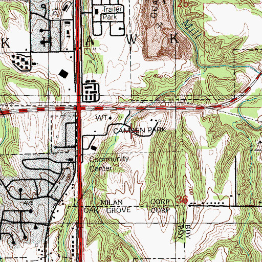 Topographic Map of Camden Park, IL
