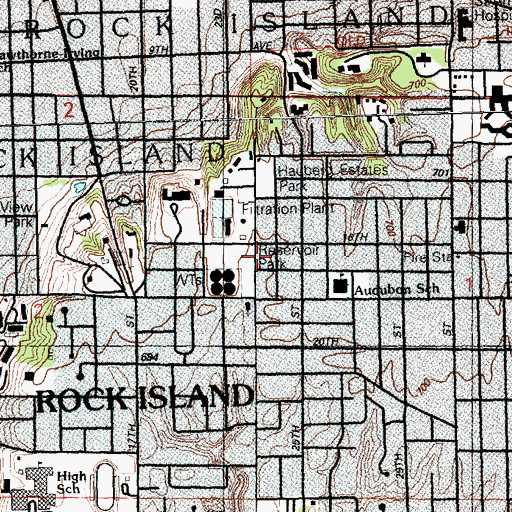 Topographic Map of Reservoir Park, IL