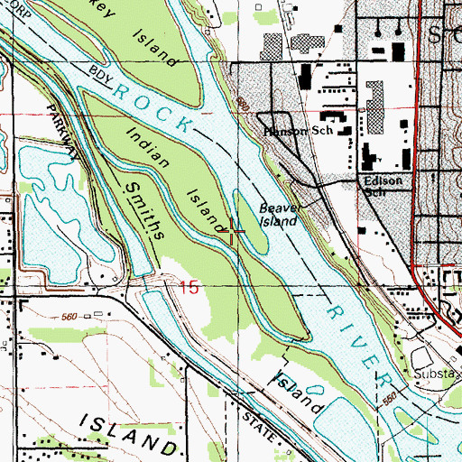 Topographic Map of Beaver Island, IL