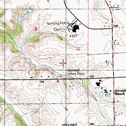 Topographic Map of J B Oakleaf Memorial Park, IL