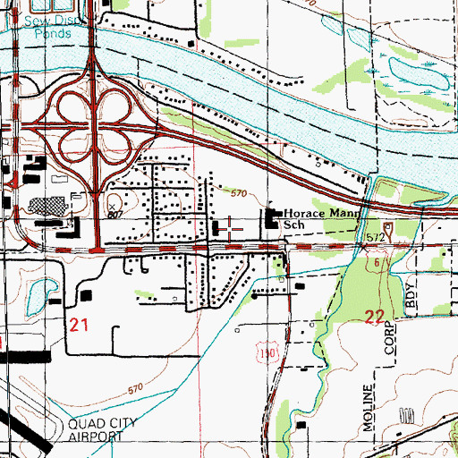 Topographic Map of Rock River Plaza Shopping Center, IL
