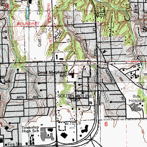 Topographic Map of Saint Johns Lutheran Church, IL