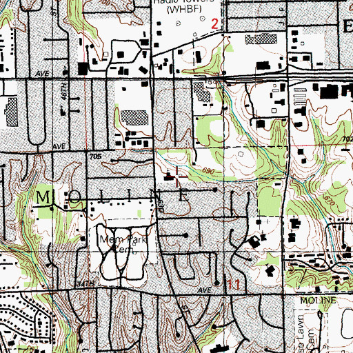 Topographic Map of Gospel Assembly Church, IL