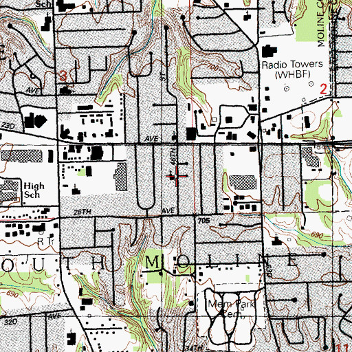 Topographic Map of Moline Church of God, IL