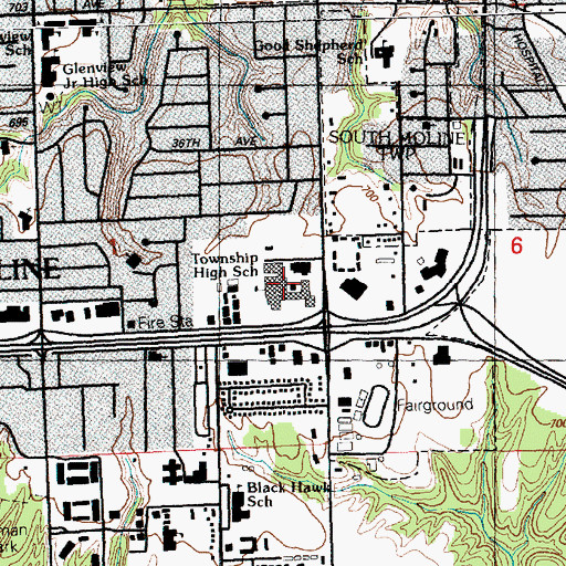 Topographic Map of Township High School, IL