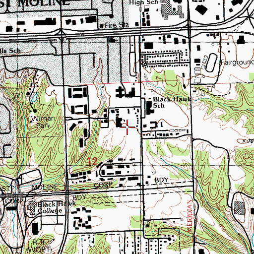 Topographic Map of East Moline Christian School, IL