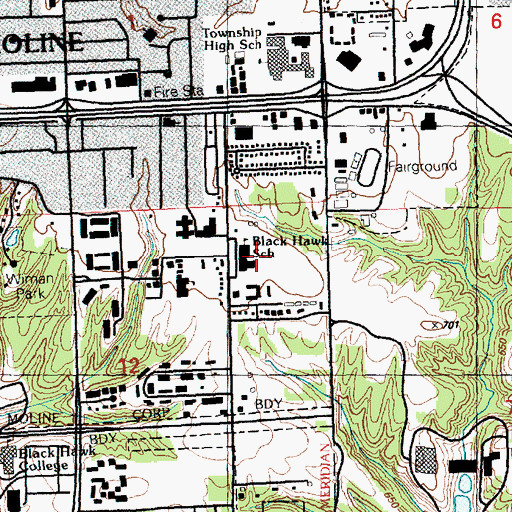 Topographic Map of Black Hawk Area Education Center, IL