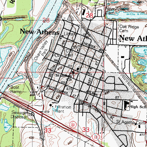 Topographic Map of Saint Johns United Church of Christ, IL